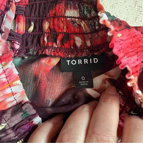 Torrid mock neck chiffon floral midi dress - Picture 3 of 11